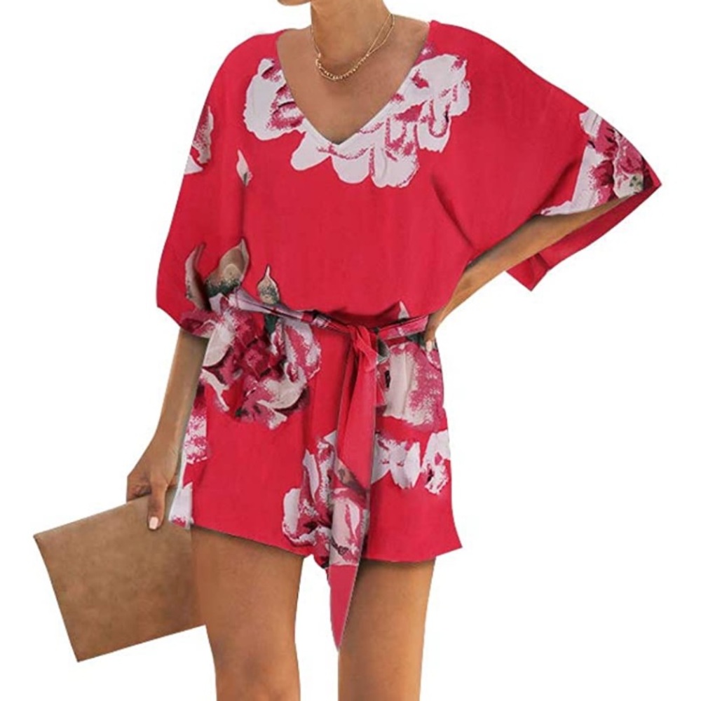 Bright red floral jumper